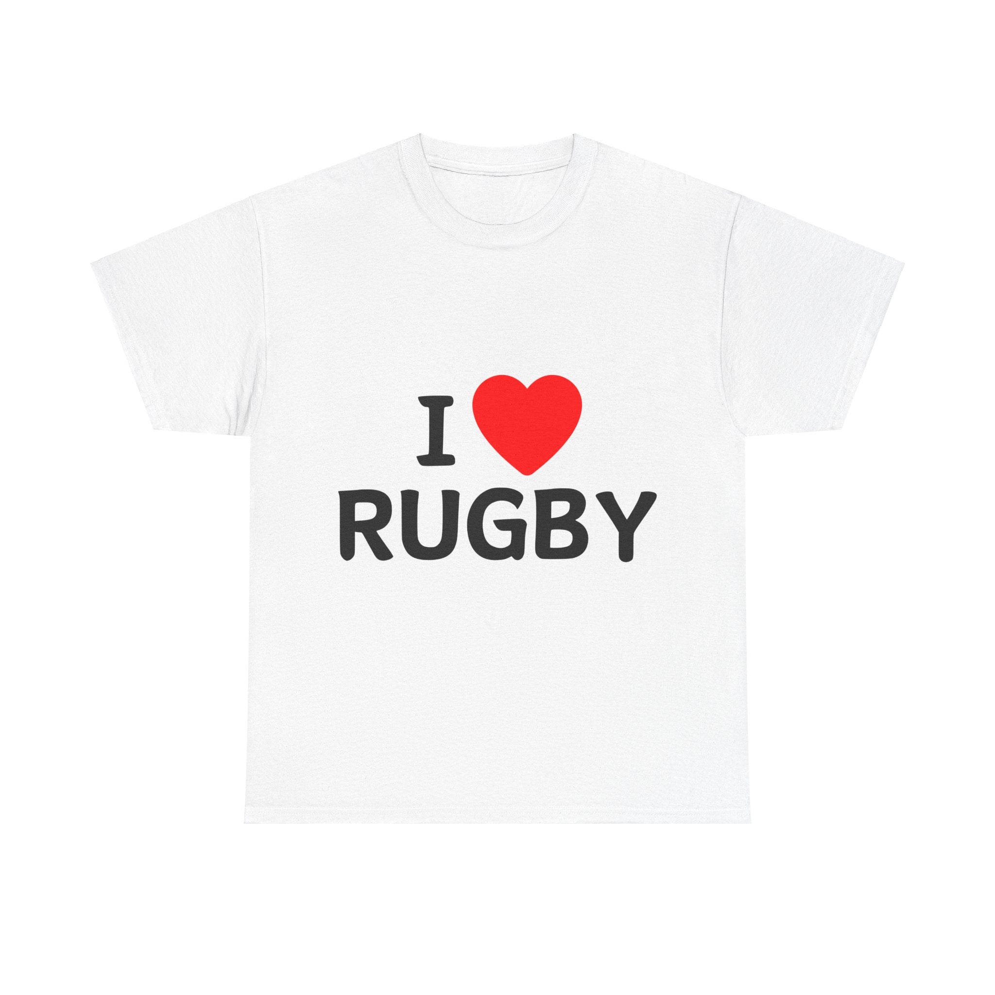 "I LOVE RUGBY" Cotton Tee Unisex Front Print